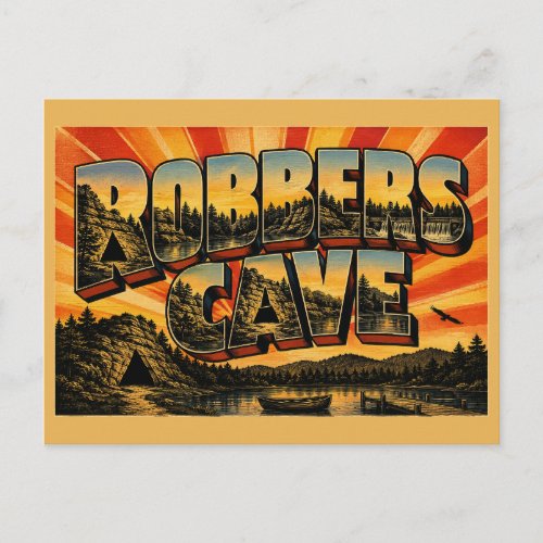 Robbers Cave Oklahoma Sandstone Bluffs Lake Art Postcard