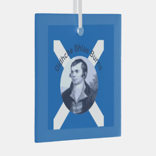 Robbie Burns - In Blue Oidhche Bhlas Burns Saltire Glass Ornament