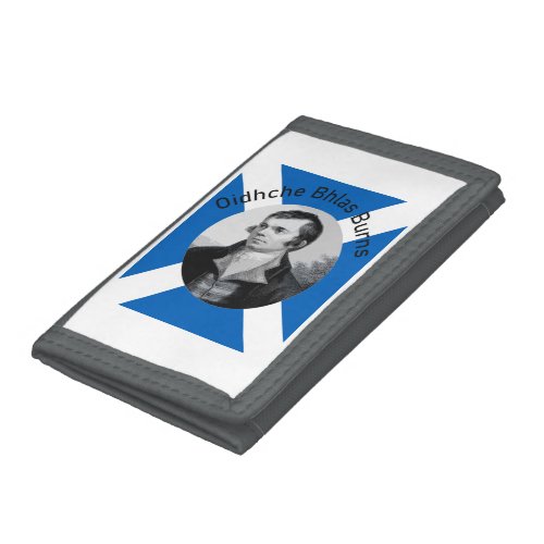 Robbie Burns _ In Grey Oidhche Bhlas Burns Saltire Trifold Wallet