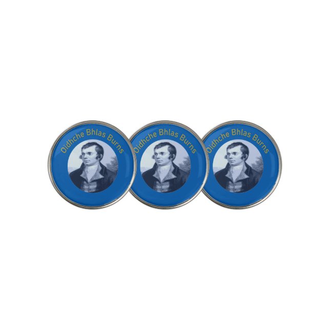 Robbie Burns - Oidhche Bhlas Burns Yellow Text Golf Ball Marker (3 Up)