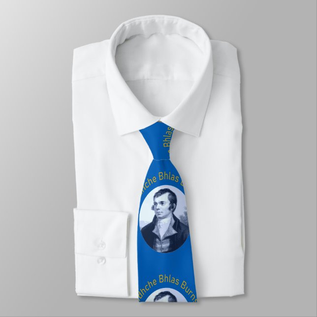 Robbie Burns - Oidhche Bhlas Burns Yellow Text Neck Tie (Tied)
