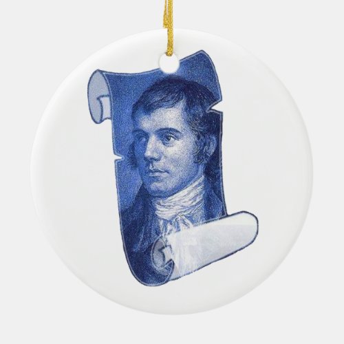 Robbie Burns Portrait On A Scroll Ceramic Ornament