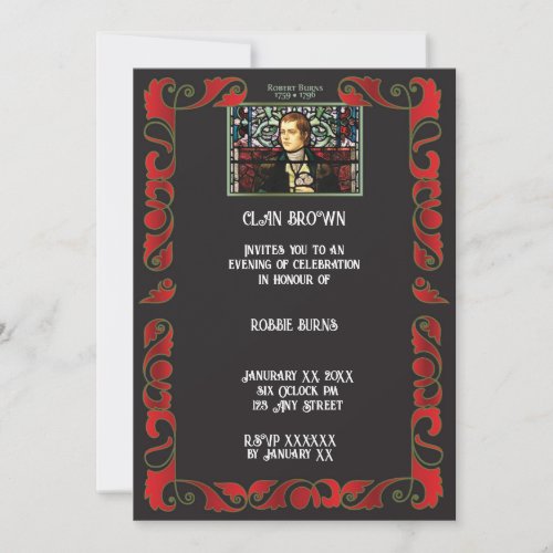 Robbie Burns Stained Glass Invitation