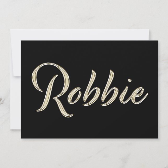 Robbie Name white gold Handwriting Card (Front)