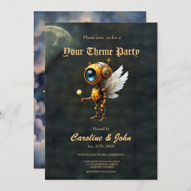 Robby the Winged Timekeeper – Wings of Time Series Invitation (Front/Back)