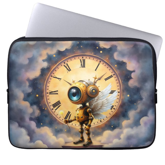 Robby the Winged Timekeeper – Wings of Time Series Laptop Sleeve (Front)