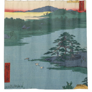 Robe-Hanging Pine Senzoku Pond Japanese Art Shower Curtain