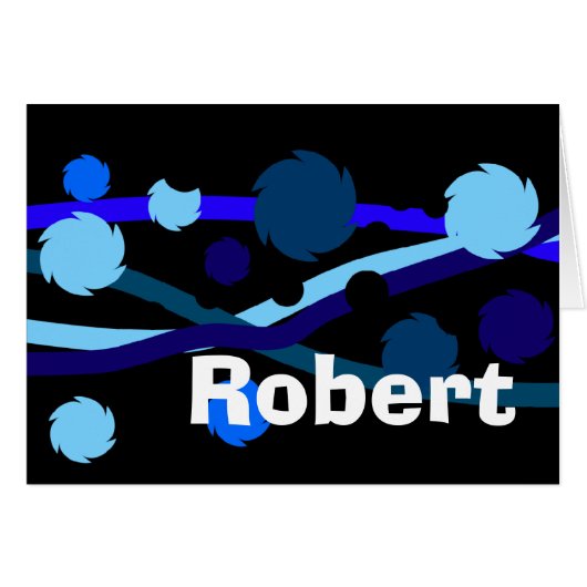 Robert Blue and Black Personalised Name Card (Front Horizontal)