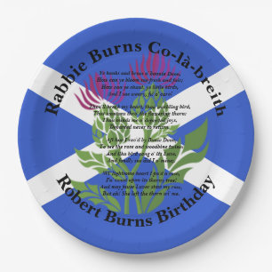 Robert Burns Birthday Poem Thistle Flag Large 9" Paper Plates