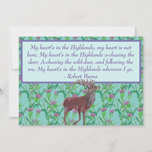 Robert Burns Heart in the Highlands Stag Holiday Card