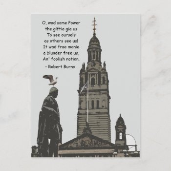 Robert Burns Ponders Glasgow City Chambers Postcard by wisewords at Zazzle