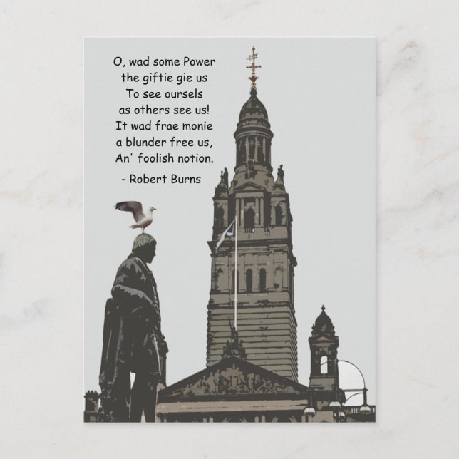 Robert Burns Ponders Glasgow City Chambers Postcard (Front)