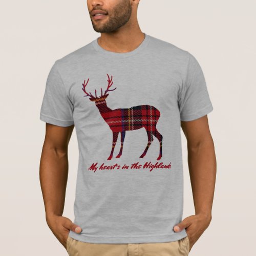 Robert Burns Quote Royal Stewart Tartan Stag T_Shirt