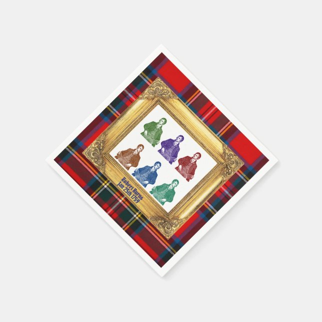 Robert Burns Royal Stewart Plaid Jan 25 Multi Napkins (Corner)