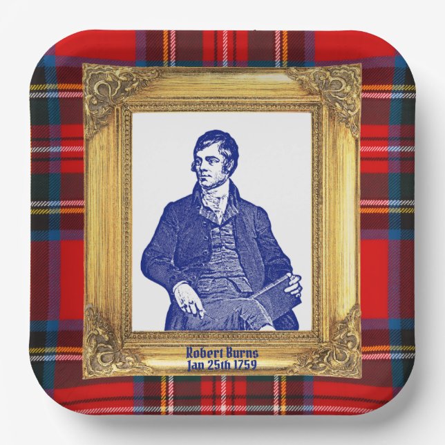 Robert Burns Royal Stewart Plaid Jan 25 Paper Plates (Front)