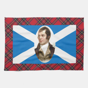 Robert Burns Scottish Flag Tartan Tea Towel