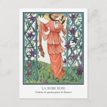 Robert Dammy French Fashion La Robe Rose Postcard by lazyrivergreetings at Zazzle