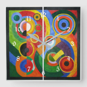 Robert Delaunay: Rhythm, colorful artwork Square Wall Clock