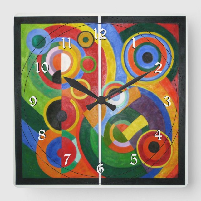 Robert Delaunay: Rhythm, colorful painting Square Wall Clock (Front)