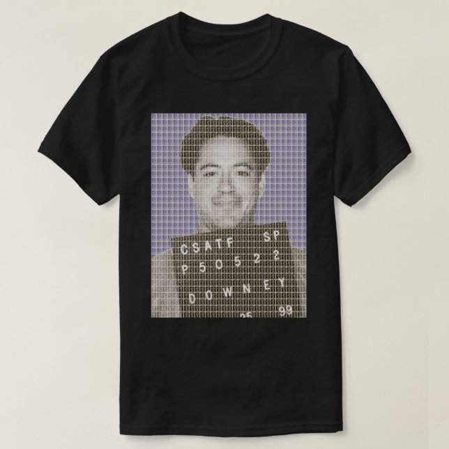 Robert Downey Jr Mug Shot Violet T-Shirt (Design Front)