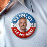 Robert F Kennedy JR 2024  Button<br><div class="desc">A fun design featuring Kennedy's name in the style of a vintage button from history. A patriotic stars and stripes design for Kennedy running for President in the 2024 election.</div>