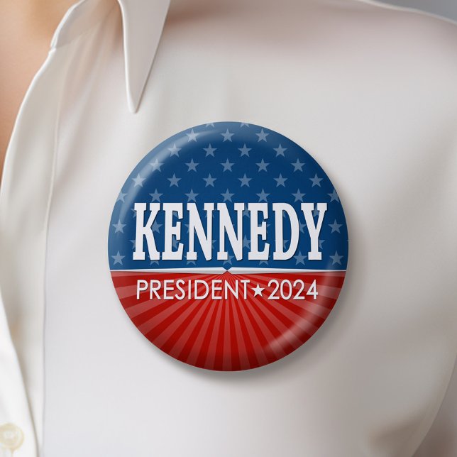 Robert F Kennedy JR 2024 - stars stripes Button (Kennedy 2024 Button)