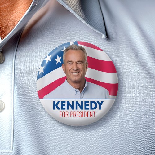 Robert F Kennedy JR 2024 _ with flag background Button