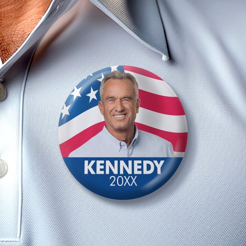 Robert F Kennedy JR 2024 _ with flag background Button