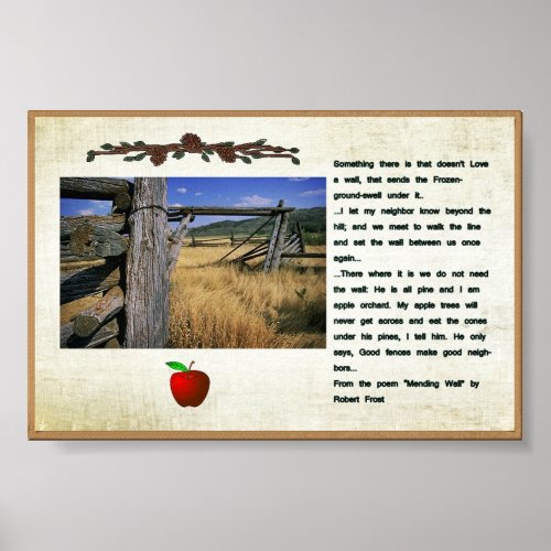 Robert Frost poem fence picture poster