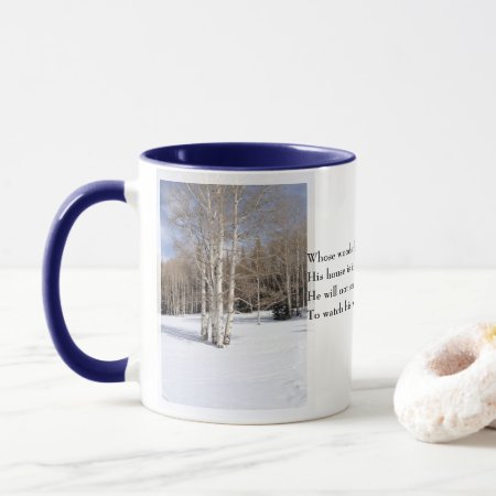 Robert Frost Poem Stopping By Woods  Snowy Evening Mug