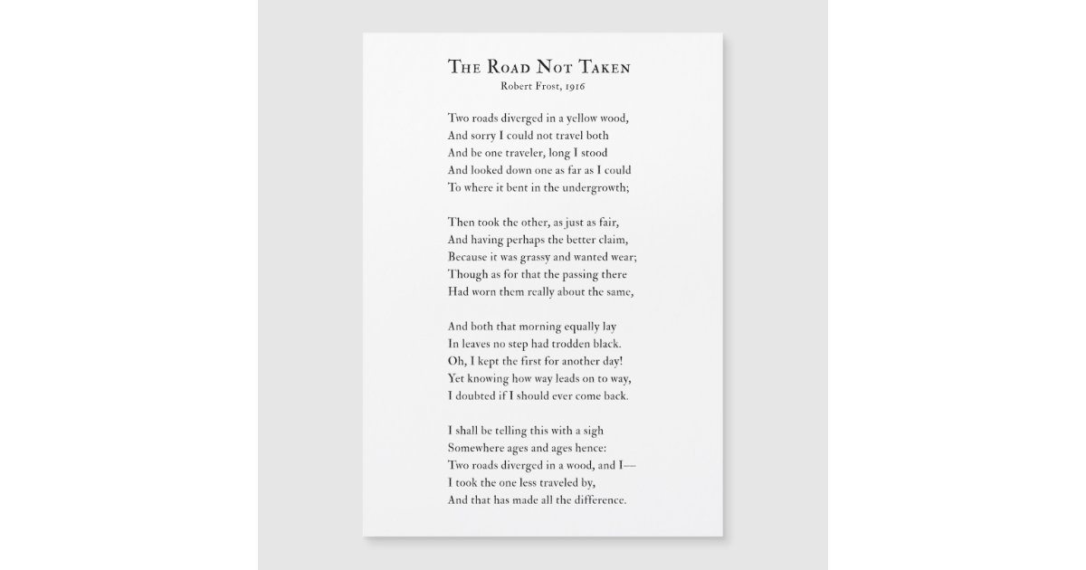 Robert Frost, Road Not Taken Poem | Zazzle