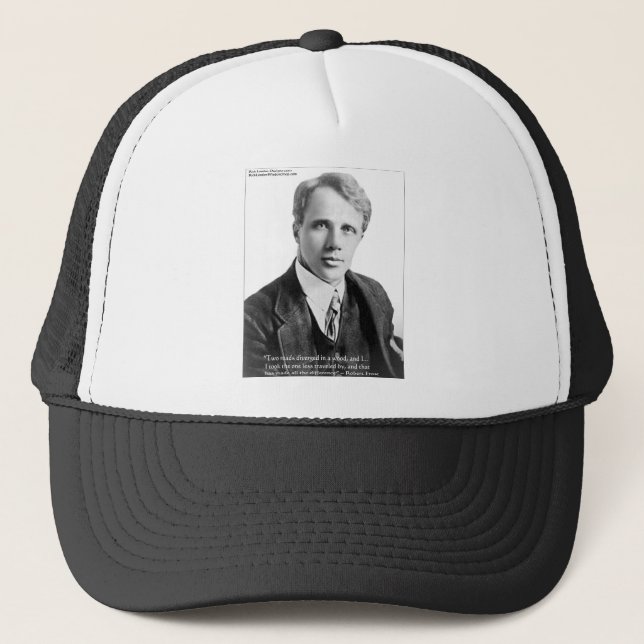 Robert Frost "Road Traveled" Quote On Cards & Gift Trucker Hat (Front)