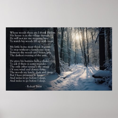 Robert Frost Stopping by Woods on a Snowy Evening Poster