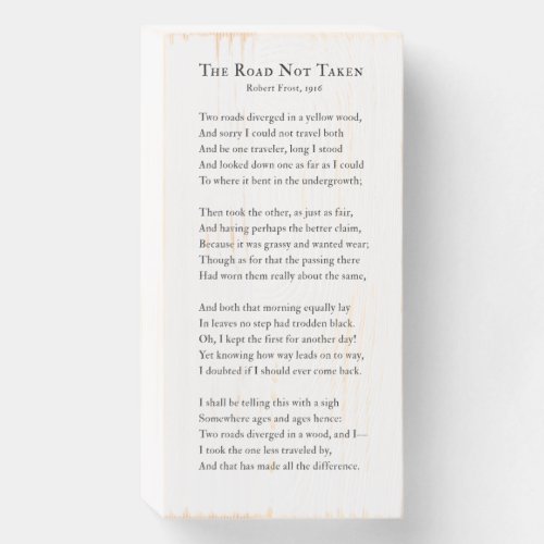 Robert Frost The Road Not Taken Poem Wooden Box Sign