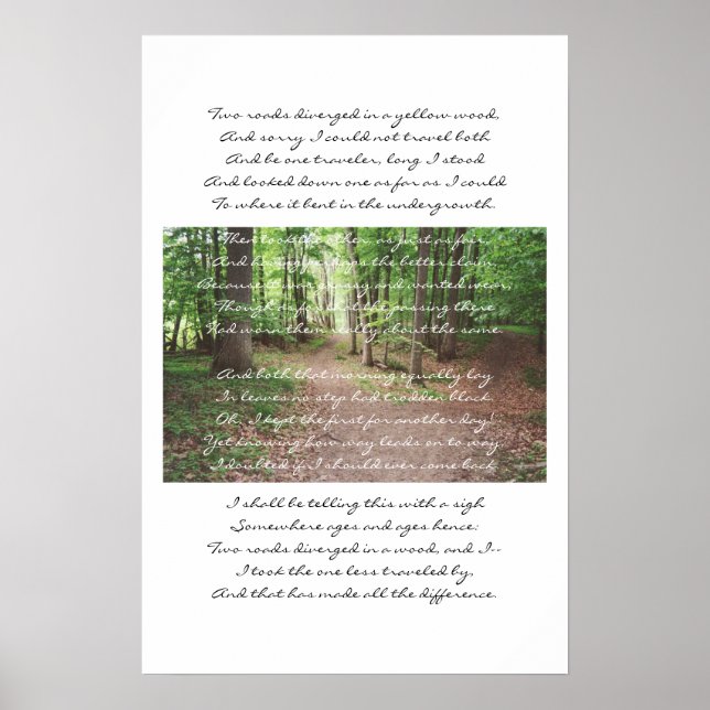 Robert Frost - The Road Not Taken Poster (Front)