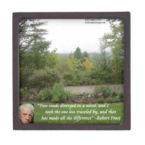 Robert Frost Wisdom Quote Road Less Traveled Keepsake Box