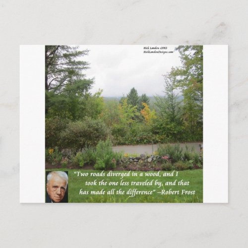 Robert Frost Wisdom Quote Road Less Traveled Postcard