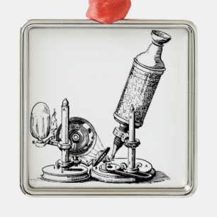 Robert Hooke's Microscope Metal Ornament