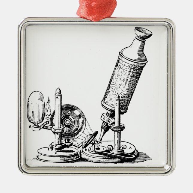 Robert Hooke's Microscope Metal Ornament (Front)