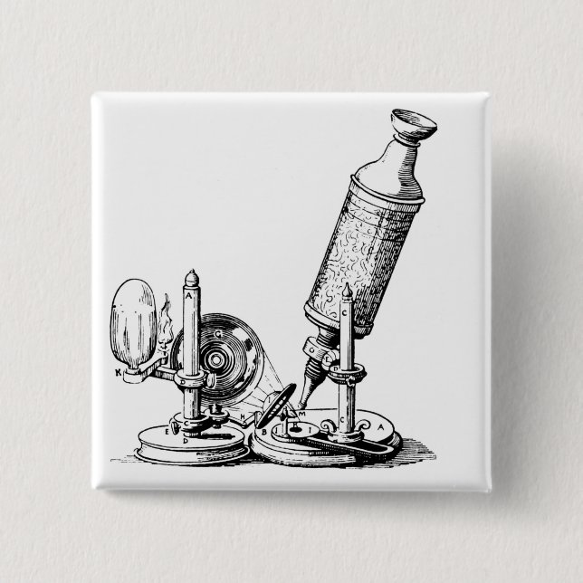 Robert Hooke's Microscope Pinback Button (Front)