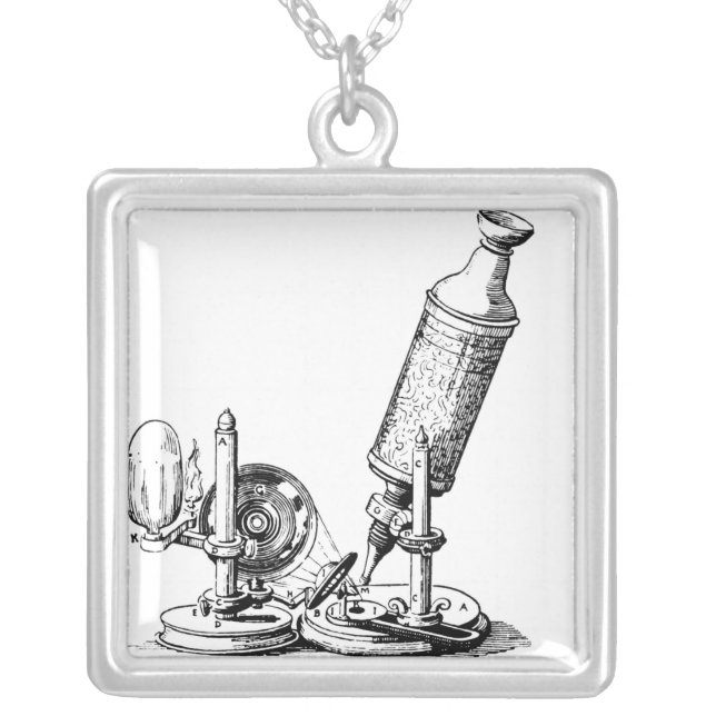 Robert Hooke's Microscope Silver Plated Necklace (Front)