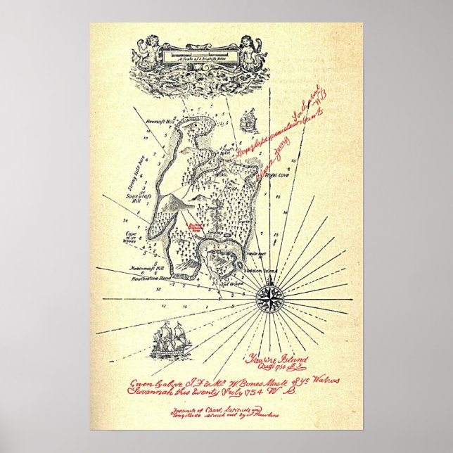 Robert Louis Stevenson's Treasure Island Map Poster (Front)