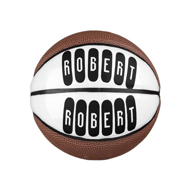 Robert Mens Name In Black n White,  Mini Basketball (Front)