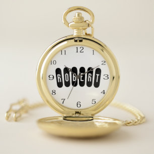 Robert Mens Name In Black n White, Pocket Watch