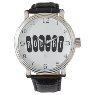 Robert Mens Name In Black n White, Watch