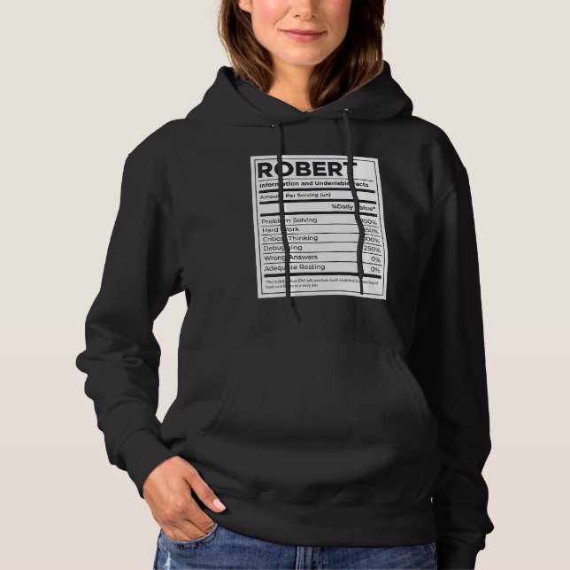 Robert Nutrition Information Problem Solving Hard  Hoodie (Front)
