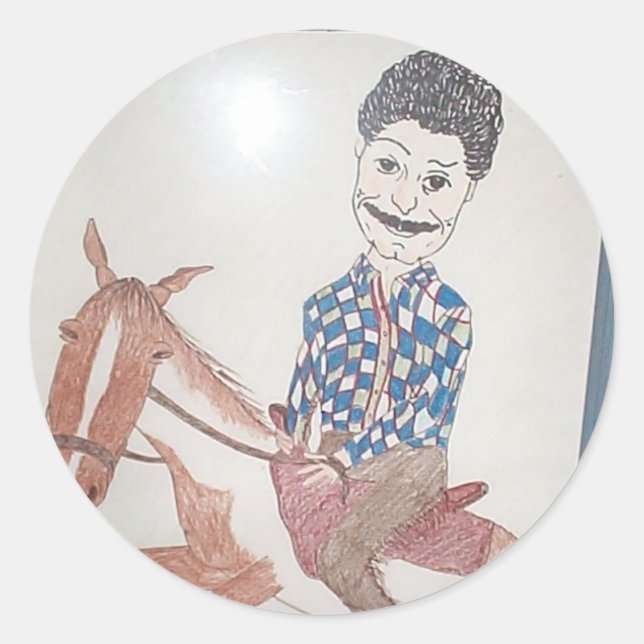 Robert on horse classic round sticker (Front)