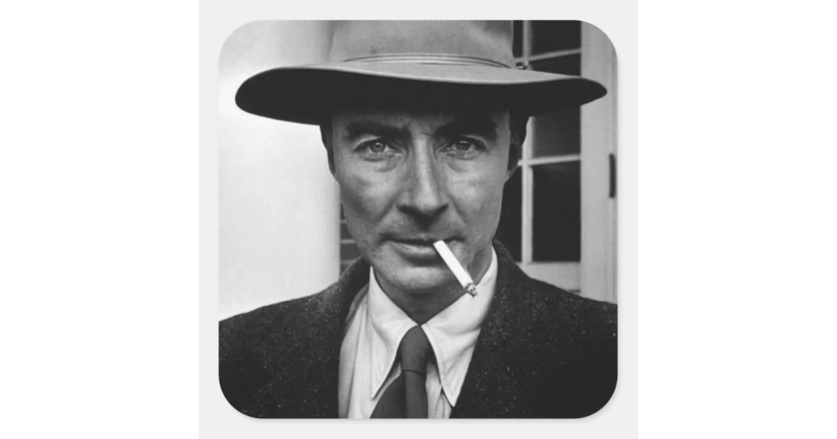 Robert Oppenheimer Smoking Photo Square Sticker | Zazzle