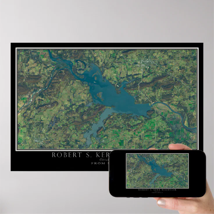 Robert S. Kerr Lake Oklahoma Satellite Poster Map Zazzle