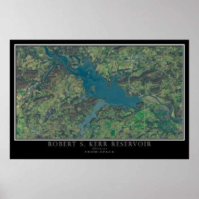 Robert S. Kerr Lake Oklahoma Satellite Poster Map (Front)